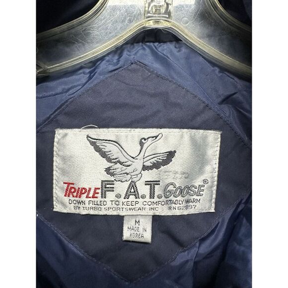 Vintage Triple FAT Goose‎ Navy Blue Down Puffer Parka Jacket Men's Size Medium - Picture 5 of 9